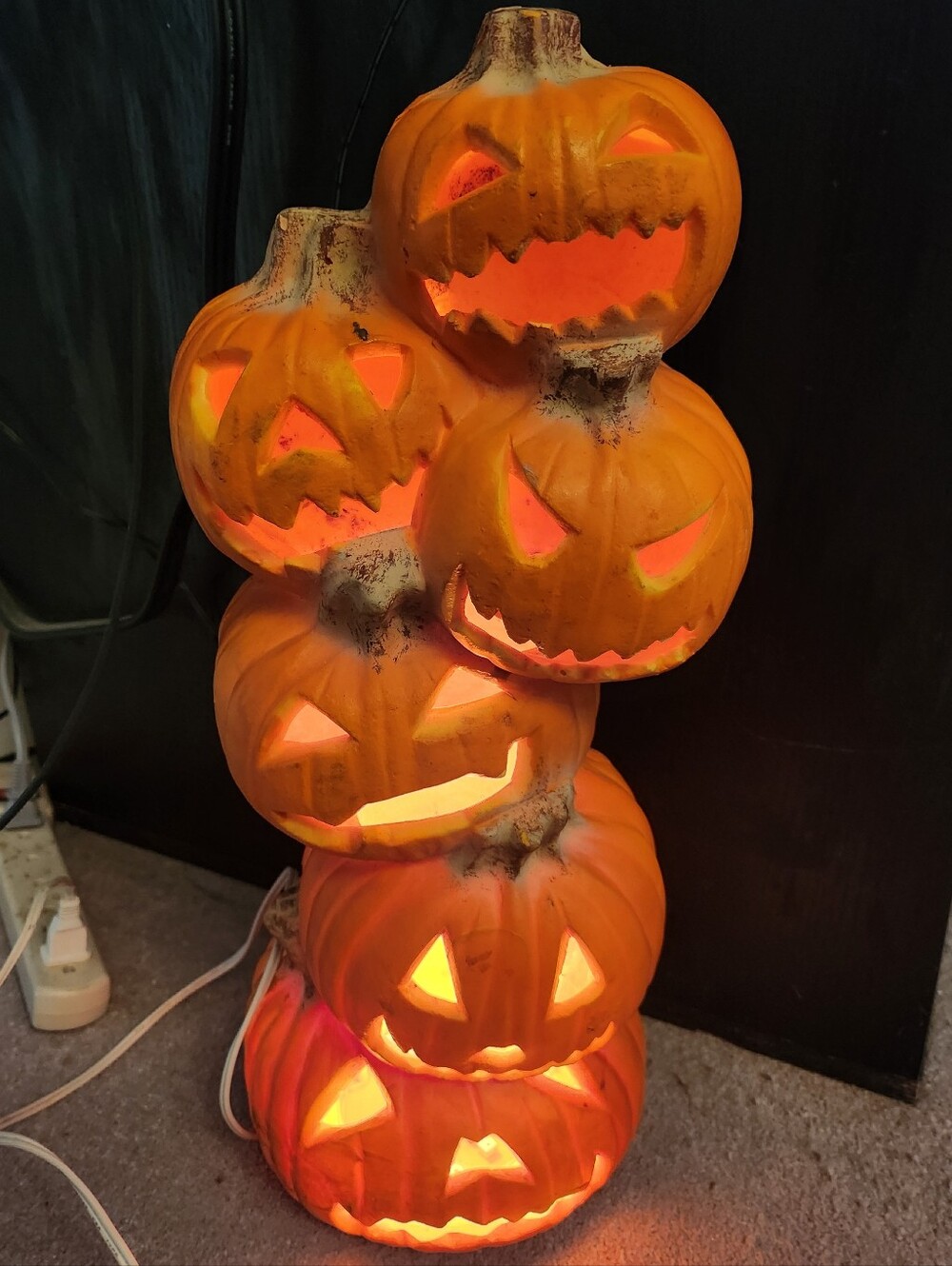 VTG 1993 Trendmasters 6 Jack O'Lantern Stacking Tower Halloween Pumpkin Light Up